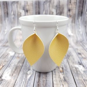 Beautiful Golden sun color Faux Leather Earrings!